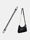 Women Metal Solid Color Long Chain Bag Accessory - Black
