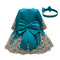 2PCs Girl's Embroidery Bowknot Wedding Princess Flower Dress For 1-7Y - Blue
