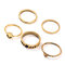 Vintage Metal Geometric Rings Set Round Star Hollow Rhinestone Knuckle Rings Trendy Jewelry  - Gold