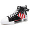 Men High Top Stylish Letter Pattern Comfy Breathable Canvas Sneakers - Black