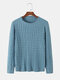 Mens Solid Color Crew Neck Twist Knitted Regular Fit Pullover Sweater - Blue
