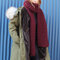 Women Winter Solid Colors Rough Knitted Scarves Outdoor Thick Warm Soft Scarf Shawl - Wine Red