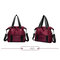 Women Large Capacity Handbag Tote Bag Light Weight Oxford  Shoulder Bag - Red wine