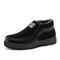Men Old Peking Style Cloth Warm Plush Lining Casual Ankle Boots - Black