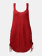 Backless Knitted O-neck Sleeveless Solid Color Drawstring Sexy Tank Top - Caramel