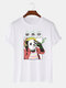 Mens Funny Panda Chinese Character Printed Cotton Short Sleeve T-Shirts - White