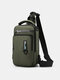 Men's Nylon Multifunctional Shoulder Bag USB Rechargeable Casual Chest Bag Anti-theft Messenger Bag - Green