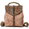Women Men Canvas Genuine Leather Patchwork Backpack Shoulder Bags - Pink