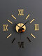 DIY Luxury 3D Mirror Wall Clock Art Decor Sticker Mute Wall Clock - Gold