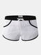 Mens Contrast Color Boxer Shorts Drastring Quick Dry Sport Underwear - White