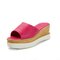 Women Outdoor Wedges Fish Mouth  Slippers  - Rose Red