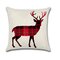 Classical Red Lattice Christmas Elk Series Linen Throw Pillow Case Home Sofa Cushion Cover Decor - #6