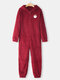 Plus Size Women Plush Christmas Patched Zip Front Hooded Onesies Pajamas - Wine Red2