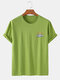 Mens Solid Color Rainbow Print Breathable & Thin O-Neck T-Shirts - Green