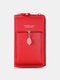 جلد صناعي سحاب مشبك تصميم حقيبة كروسبودي حقيبة كلاتش متعددة الجيوب هاتف حقيبة محفظة نقود معدنية - أحمر
