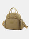 Women Nylon Waterproof Multi-carry Multi-pocket Backpack Shoulder Bag Handbag - Khaki