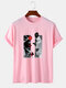 Mens Rose David Statue Graphics Cotton Short Sleeve T-Shirts - Pink