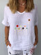 Flower Printed Half Sleeve V-neck T-Shirt For Women - White