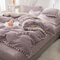 4Pcs Berber Fleece Double Side Dehair Angora Crystal Velvet Bedding Set Winter Queen King Quilt Cover Bed Sheet - Purple