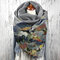 Women Graffiti Oil Painting Print Pattern Multicolor Soft Personality Neck Protection Keep Warm Scarf - Grey