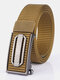 120CM Men Nylon Belt Automatic Buckle Quick Unlock Fashion Belt - Silver Buckle-Brown