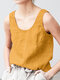 Solid Sleeveless U-neck Casual Tank Top For Women - Yellow