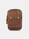 Vintage Genuine Leather Flap Design Outdoor 6.6 Inch Phone Bag Belt Bag - Brown