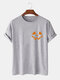 Mens 100% Cotton Halloween Funny Pumpkin Printed O-Neck Casual Short Sleeve T-Shirts - Grey