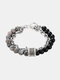 Punk Alloy Frosted Stone Chain Bracelet - #02