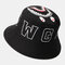 Bucket Hat Flat Top Letter Fashion Fisherman Hat Couple Version - Black