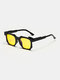 पुरुष और महिला आरामदायक फैशन आउटडोर UV संरक्षण स्क्वायर छोटा फ्रेम धूप का चश्मा - पीला