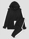 Mens Contrast Side Stripe Patchwork Hoodie Casual Two Pieces Outfits - Black
