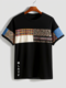 Mens Ethnic Pattern Patchwork Japanese Print Short Sleeve T-Shirts - Black