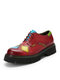 Sокофий Натуральная Кожа Повседневная обувь на танкетке ручной работы с цветными блоками и нашивками в стиле ретро - Красный