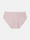 Women Ice Silk Seamless Antibacterial Breathable Mid Waist Panty - Pink