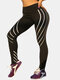 Striped Print Base Long Sport Yoga Famous Tiktok Leggings for Women - Black
