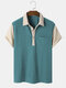 قمصان جولف بأكمام قصيرة للرجال من بريبى بأكمام قصيرة وجيب - ازرق سماوي
