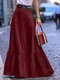 Solid Color Ruffle Hem Casual Long Skirt - Wine Red
