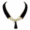 Bohemian Multilayer Necklace Black Tassel Flannel Pearl Collar Necklace - Black