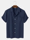 Men Cotton Solid Color Chest Pocket Casual Holiday Shirt - Navy