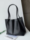 Women Business PU Leather Rivet Large Capacity Shoulder Bag Handbag Ruched Bag - Black