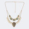 Bohemian Turquoise Tassel Multi-layer Necklace Vintage Geometric Triangle Pendant Sweater Necklace - Gold