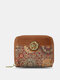 Women Genuine Leather Brief Multi-Slots Embossing Wallet Handbag - Brown