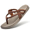Men's Non-slip Slippers  Leather Casual Sandals Beach Shoes   - Brown