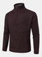 Mens Thick Half Zipper Collar Slim Fit Daily Jumper Warm Knitted Sweater - Red