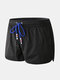 Men Swim Trunks with Compression Liner Drawstring Surfing Running Quick Drying Mini Shorts - Black