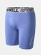 Men Long Leg Sports Boxer Briefs Patchwork Workout Slim Stretch Underwear - Blue