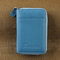 Genuine Leather Multi - card Holder Organ - style Card Bag Zipper Credit Card Wallet - Sky Blue
