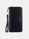 JOSEKO Women Genuine Leather RFID Antimagnetic Wallet Multiple-card Slots Large-capacity Multifunctional Zipper Clutch Bag - Black 1#