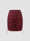 Minifalda con cremallera invisible sólida con cordón fruncido para Mujer - Vino rojo